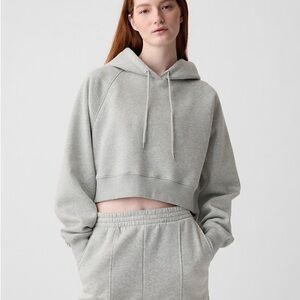 GAP Women's Vintage Soft Cropped Hoodie Light Heather Gray Size L